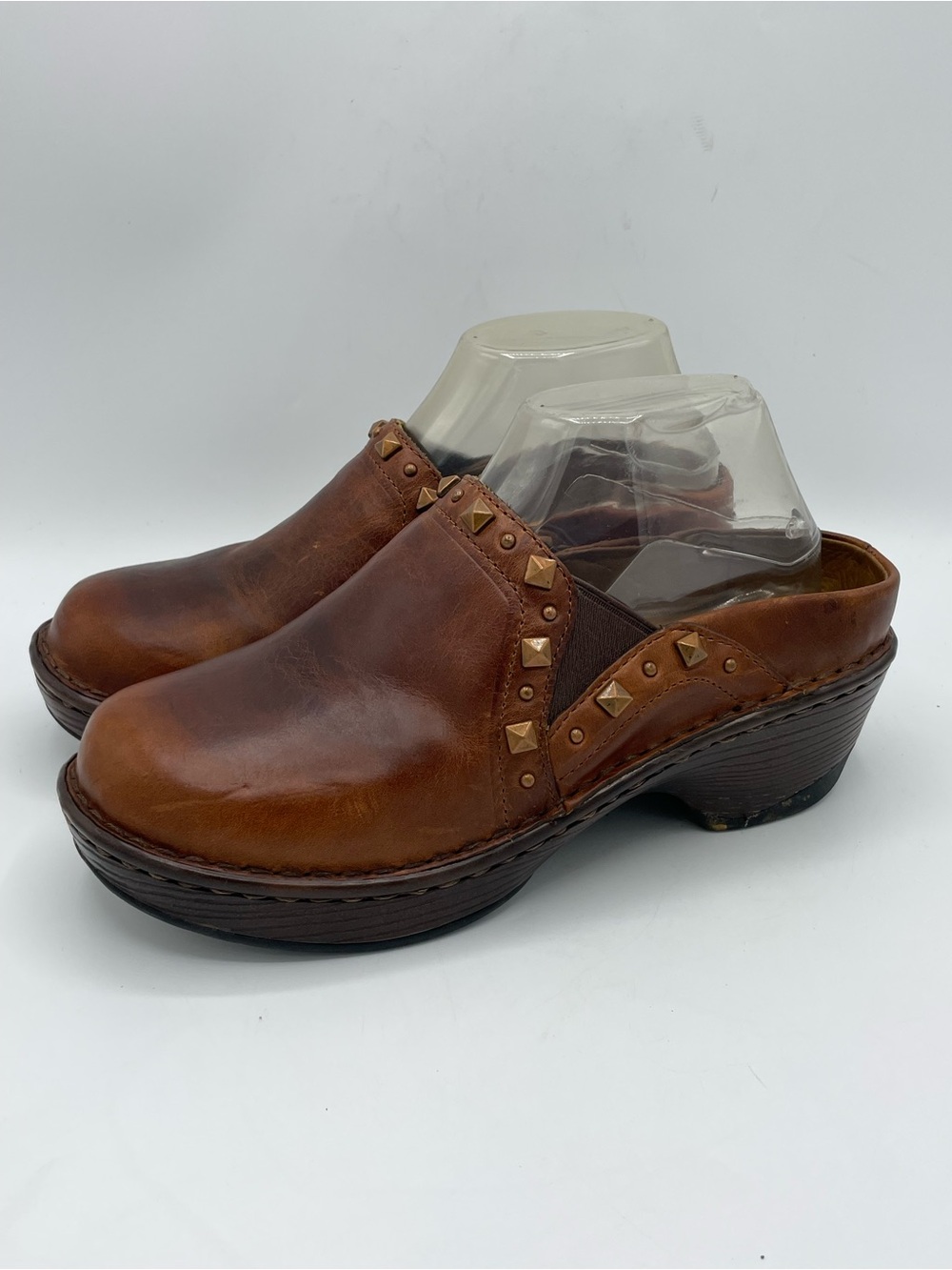 Dream by Durango Easy Slider Brown Leather Stud-Trim Slip-On Clog Mules.